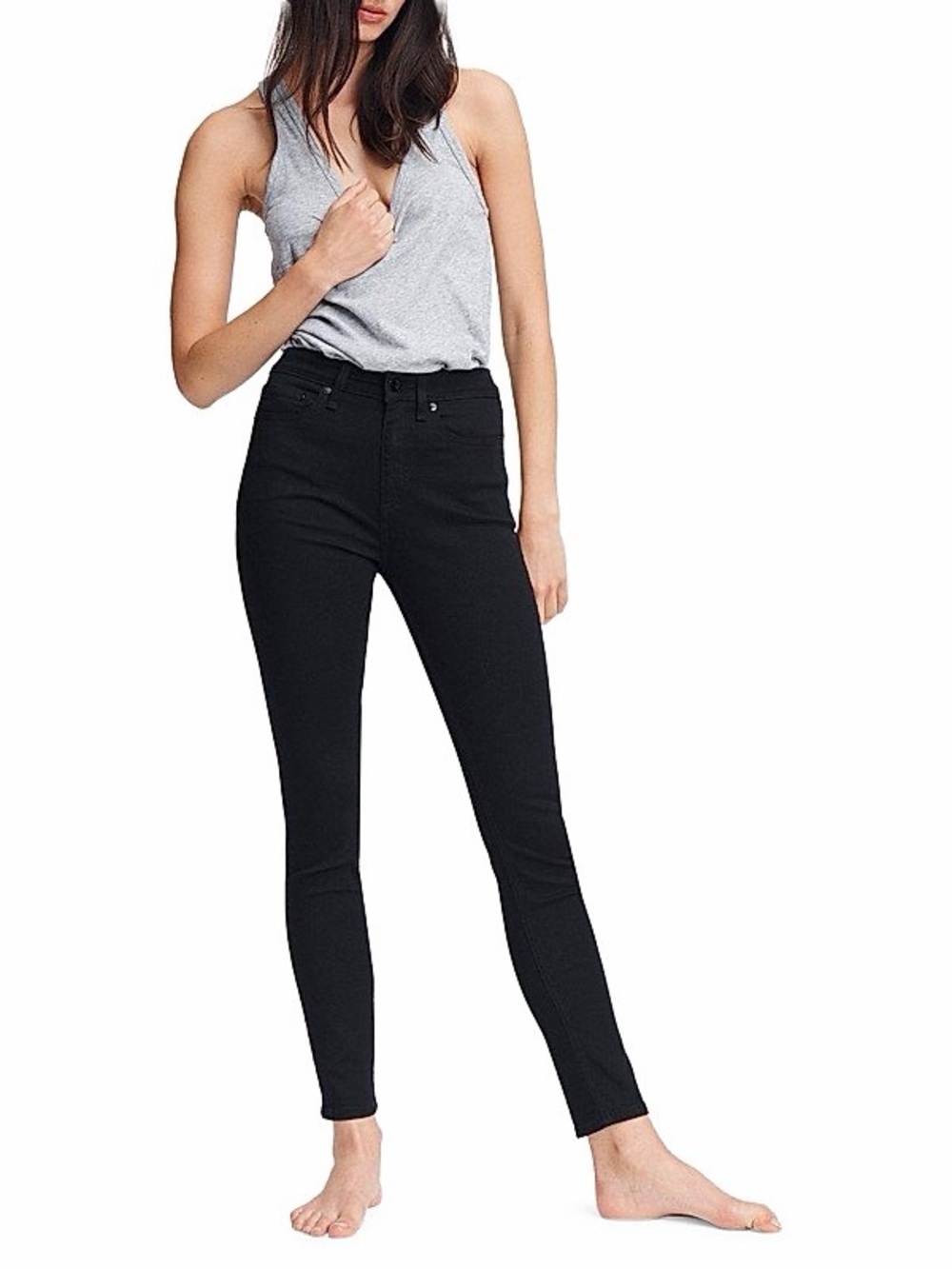 NWT Rag & Bone Nina High Rise Ankle Skinny Jeans, Size 28, Black